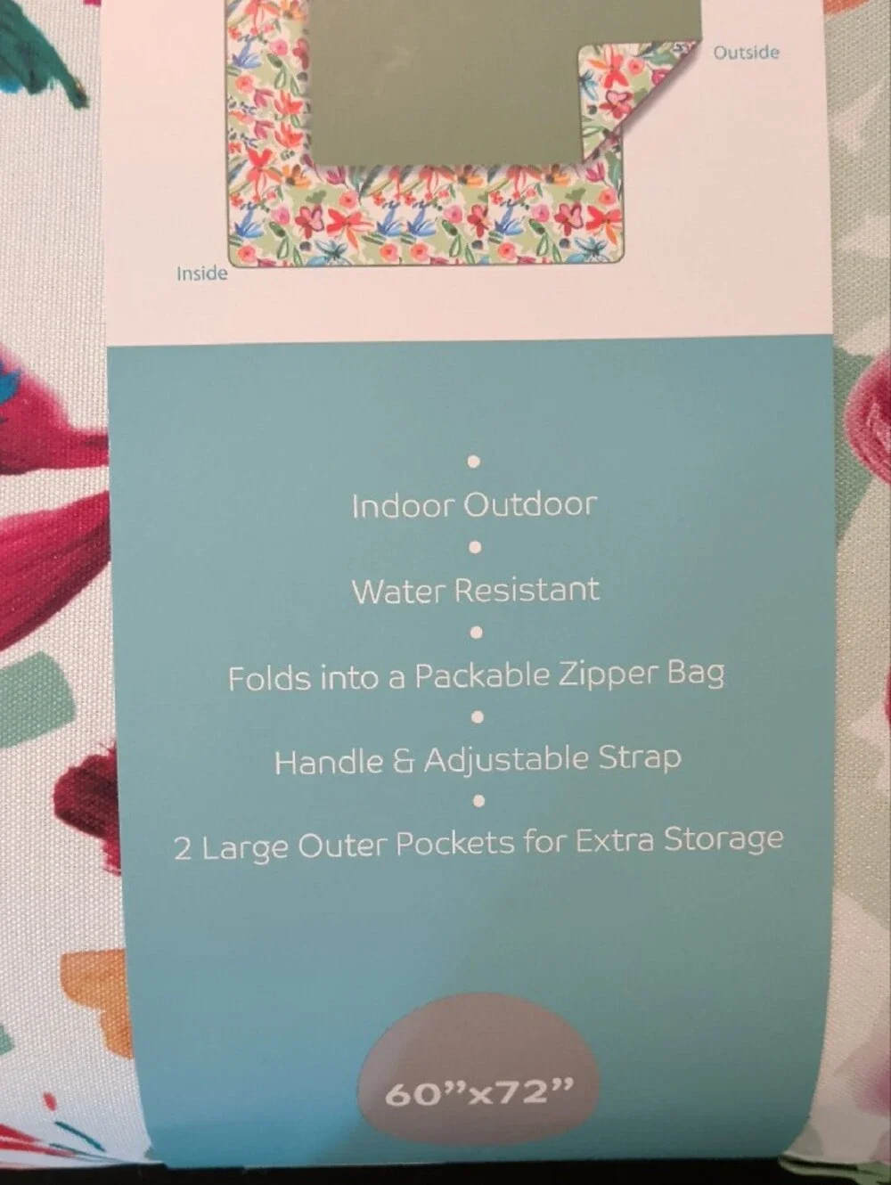 Outdoor Blanket in Mint and Floral